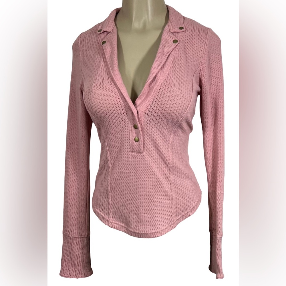Free People Pink Long Sleeve Top Size small